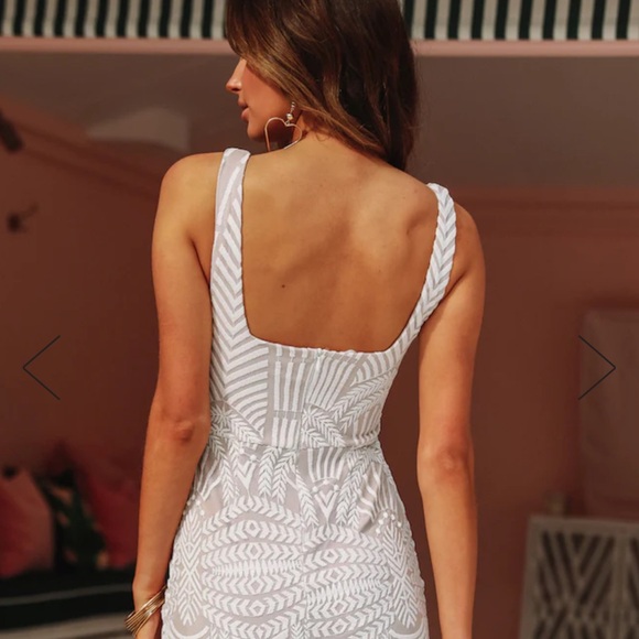 NWT CAN'T HELP BUT WAIT DRESS WHITE - Picture 3 of 7